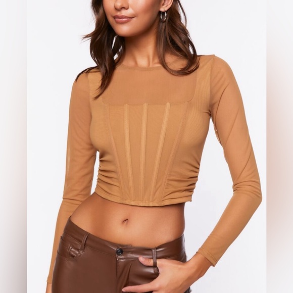 Tan Camel Neutral Bustier Corset Top M - Picture 2 of 7